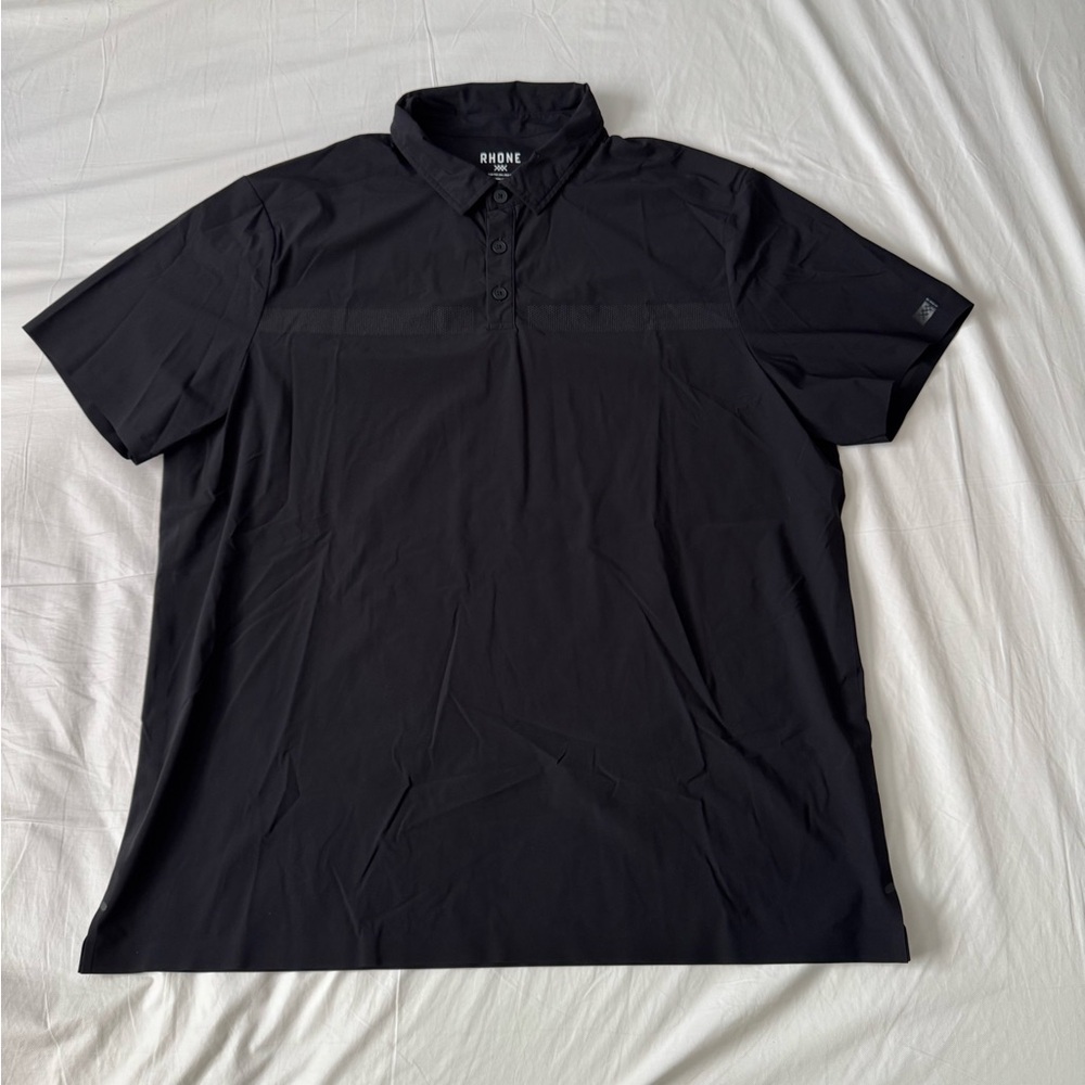Rhône Polo Shirt Mens XL Black Short Sleeve Performance Golf Stretch Casual